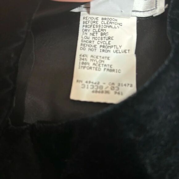 Jessica McClintock Gunne Sax Vintage Black Velour Gown Dress broach size 9/10 - Picture 6 of 9